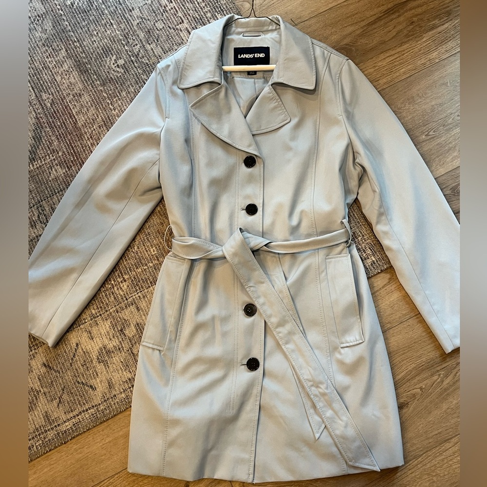 Lands' End Women's Classic light blue Trench Coat